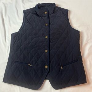 Talbot’s Quilted Navy Blue Best Snap Front Women’s M Knit Stretch Sides Pockets